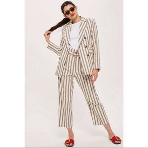 TOPSHOP Vertical Striped Neutral-Toned Trousers